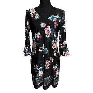 F&F Clothing Floral Tunic Top or Dress with Bell Sleeves Women's Size 6